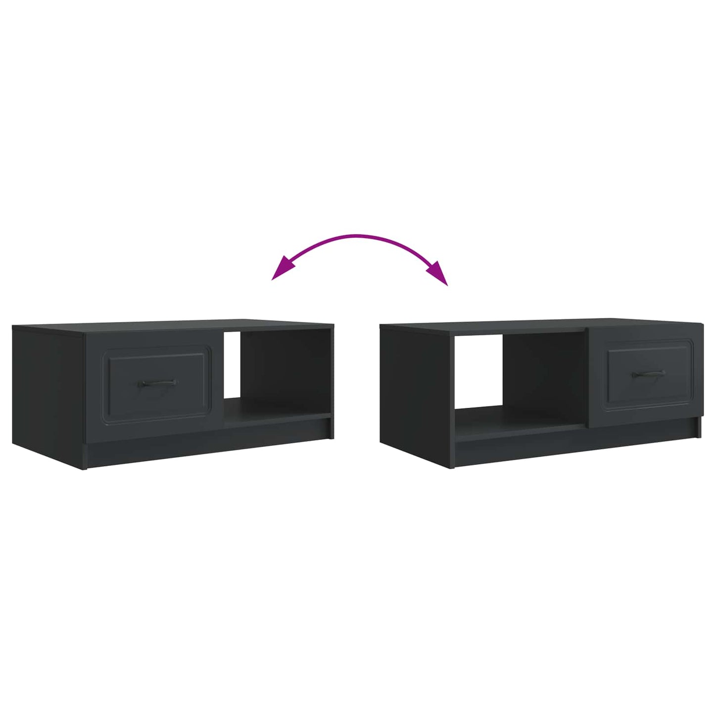 Salontafel Zwart 90 x 50 x 37 cm Bewerkt hout