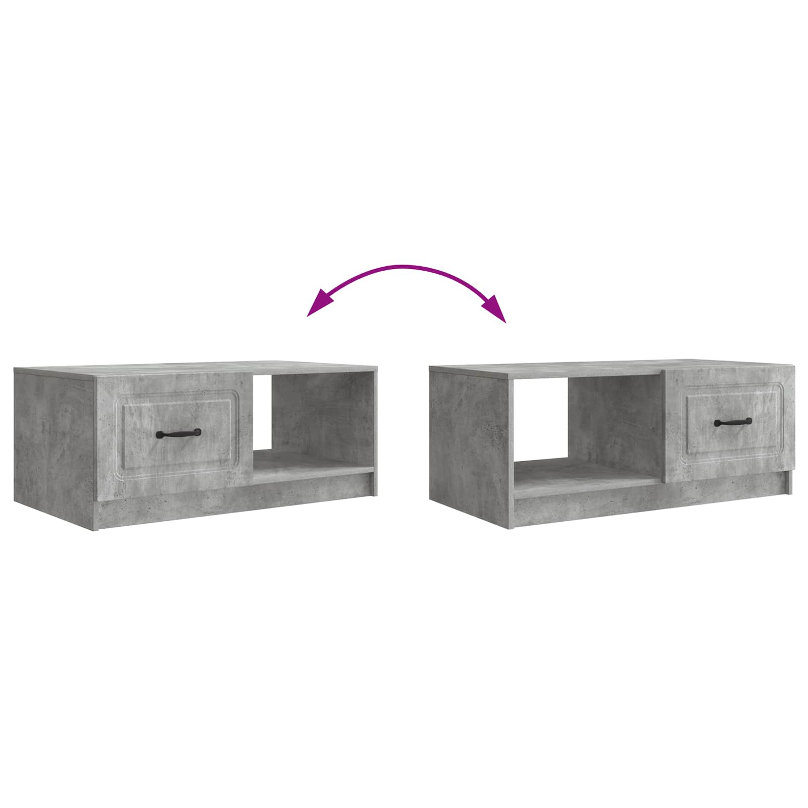 Salontafel Betongrijs 90 x 50 x 37 cm Bewerkt hout