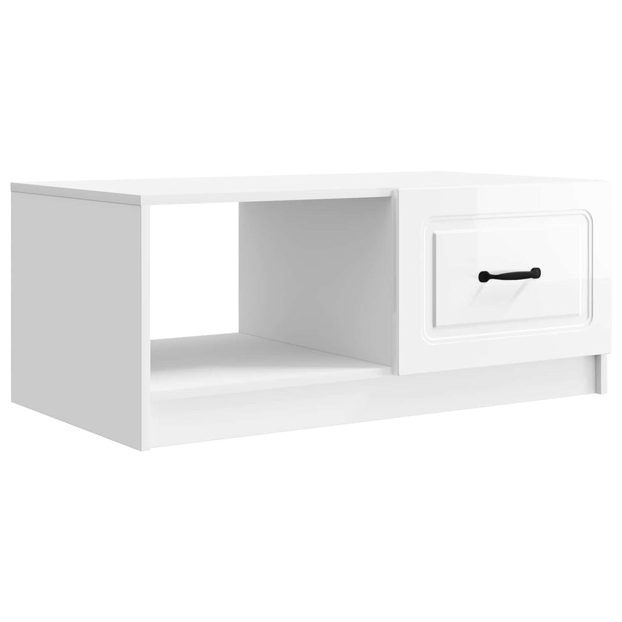 Salontafel Hoogglans Wit 90 x 50 x 37 cm Bewerkt hout