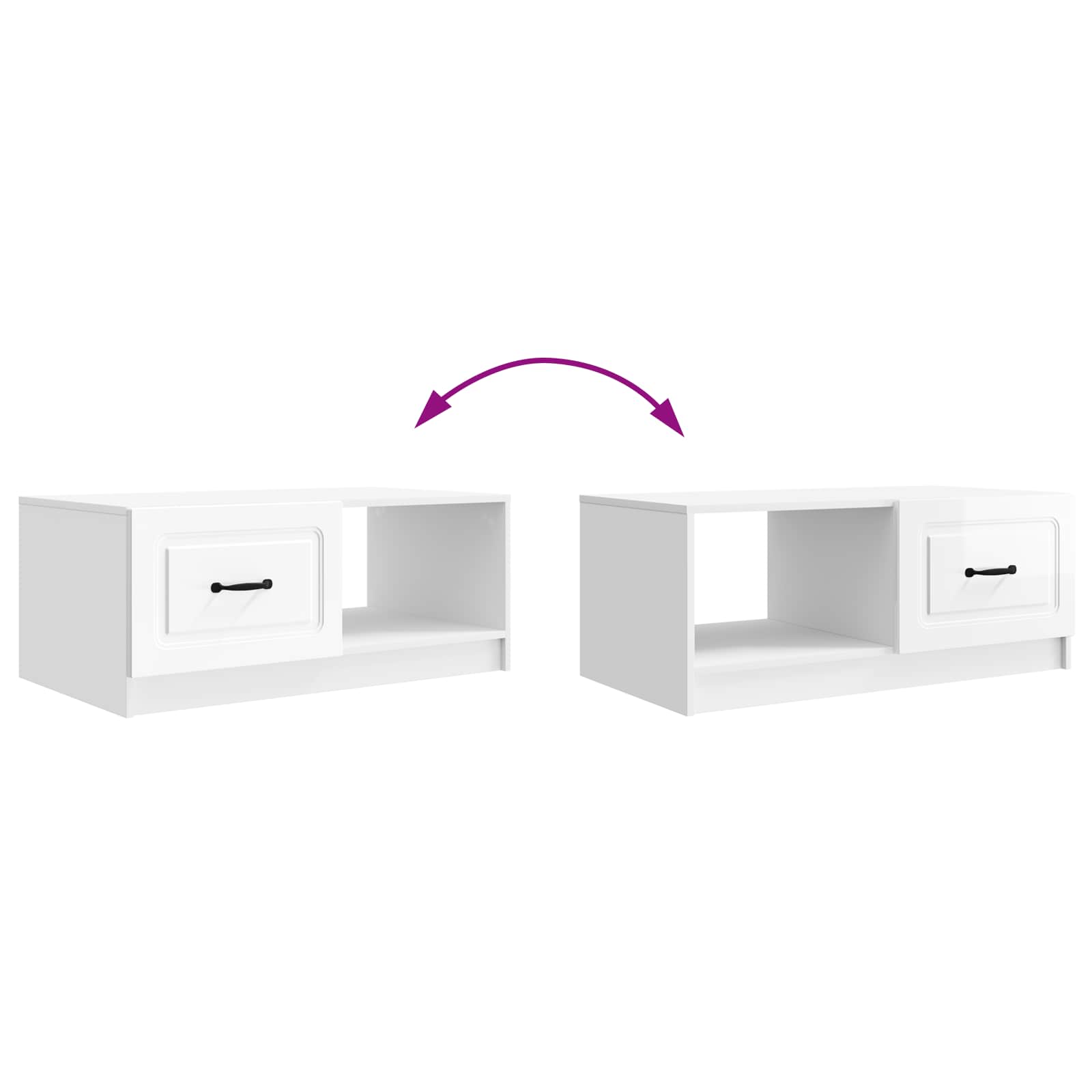 Salontafel Hoogglans Wit 90 x 50 x 37 cm Bewerkt hout