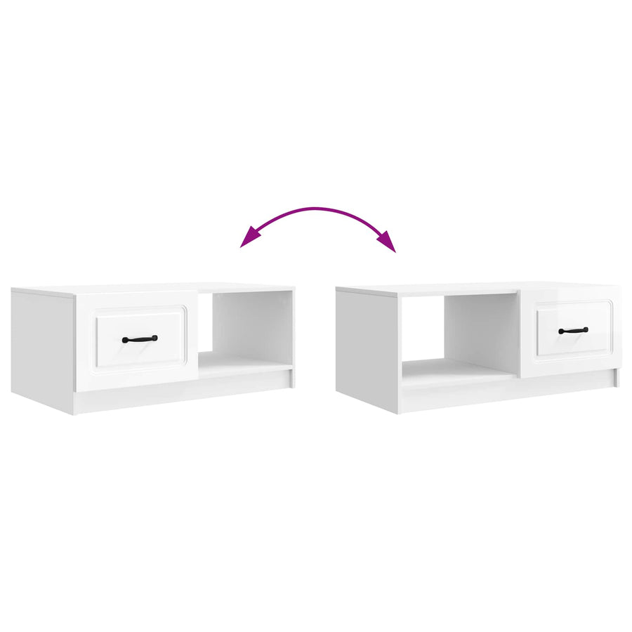 Salontafel Hoogglans Wit 90 x 50 x 37 cm Bewerkt hout
