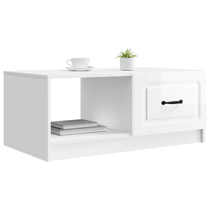 Salontafel Hoogglans Wit 90 x 50 x 37 cm Bewerkt hout