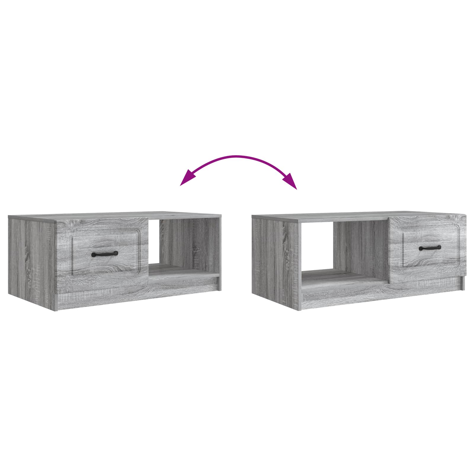 Salontafel Grijs sonoma 90 x 50 x 37 cm Bewerkt hout