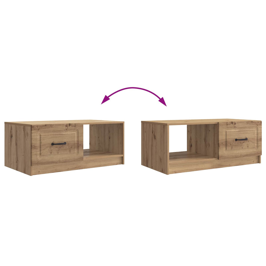Salontafel Artisanaal eiken 90 x 50 x 37 cm Bewerkt hout