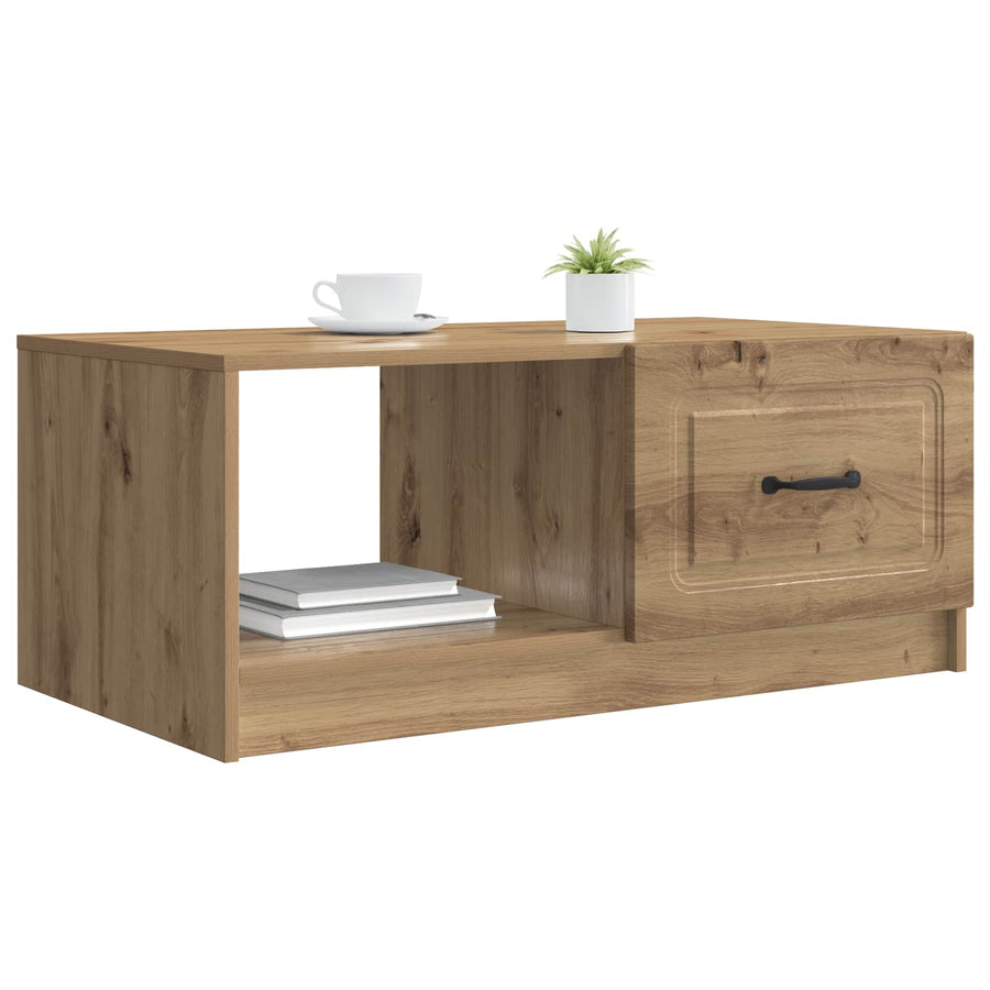 Salontafel Artisanaal eiken 90 x 50 x 37 cm Bewerkt hout