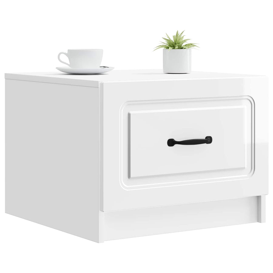 Salontafel met lade Hoogglans Wit 49 x 50 x 37 cm Bewerkt hout