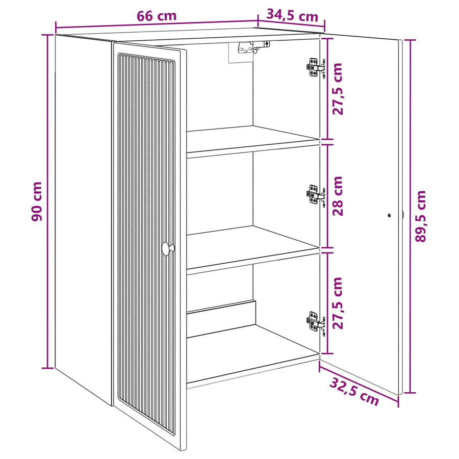 Wandkast Wit 66 x 34,5 x 90 cm Bewerkt hout