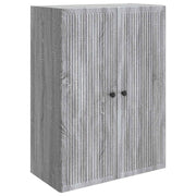 Wandkast bewerkt hout grijs 66x34,5x90 cm