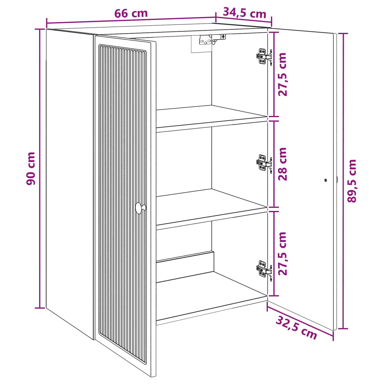 Wandkast Grijs Sonoma 66 x 34,5 x 90 cm Bewerkt hout