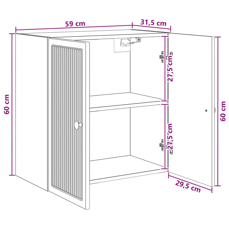 Wandkast Betongrijs 59 x 31 x 60 cm Bewerkt hout