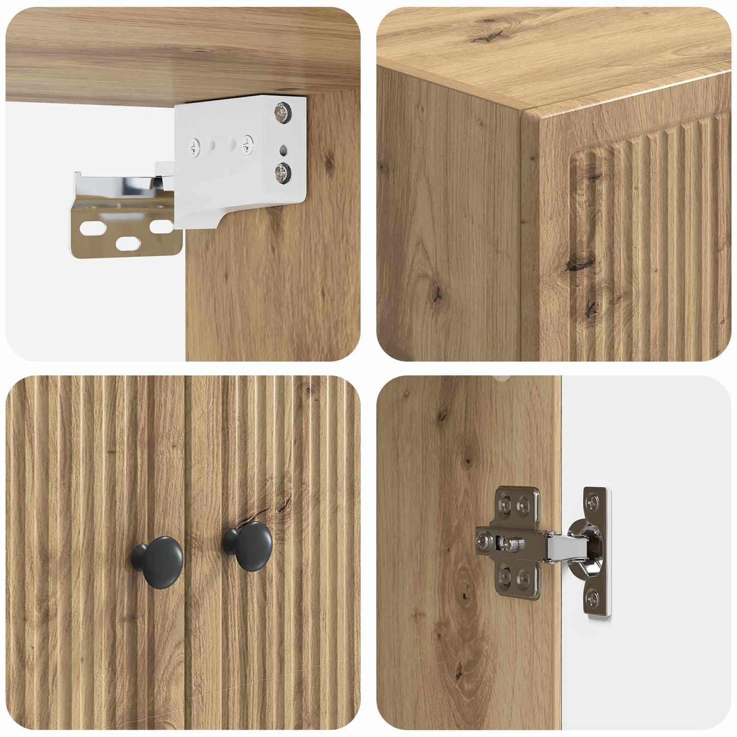 Wandkast Artisanaal eiken 59 x 31 x 60 cm Bewerkt hout
