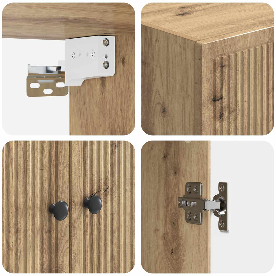 Wandkast Artisanaal eiken 59 x 31 x 60 cm Bewerkt hout