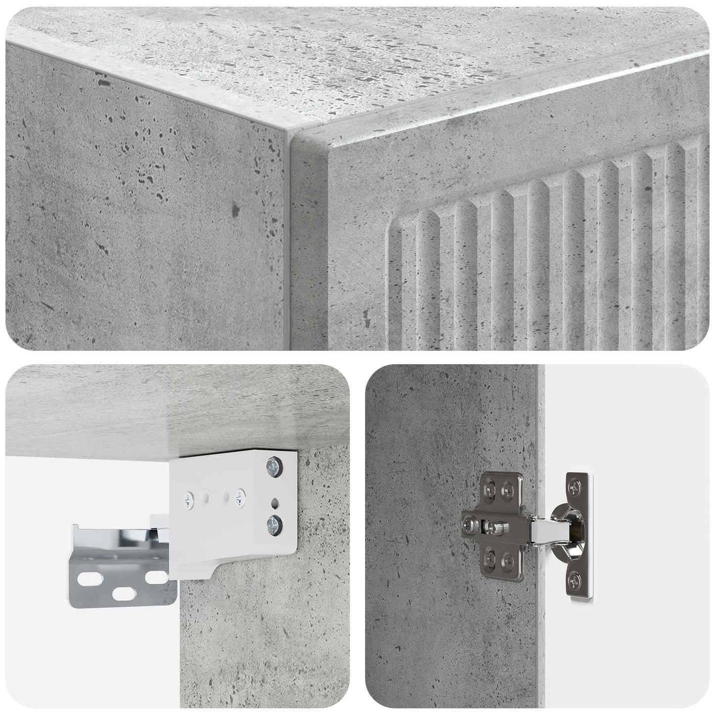 Wandkast Betongrijs 33 x 34,5 x 90 cm Bewerkt hout