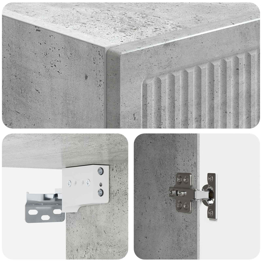 Wandkast Betongrijs 33 x 34,5 x 90 cm Bewerkt hout