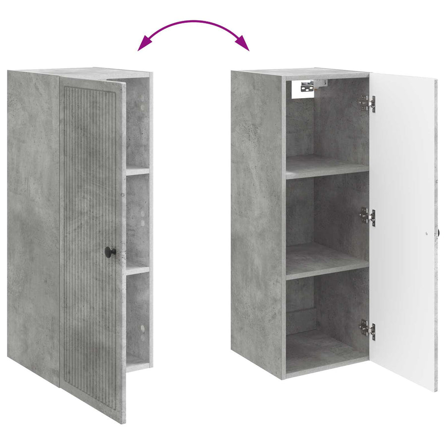 Wandkast Betongrijs 33 x 34,5 x 90 cm Bewerkt hout