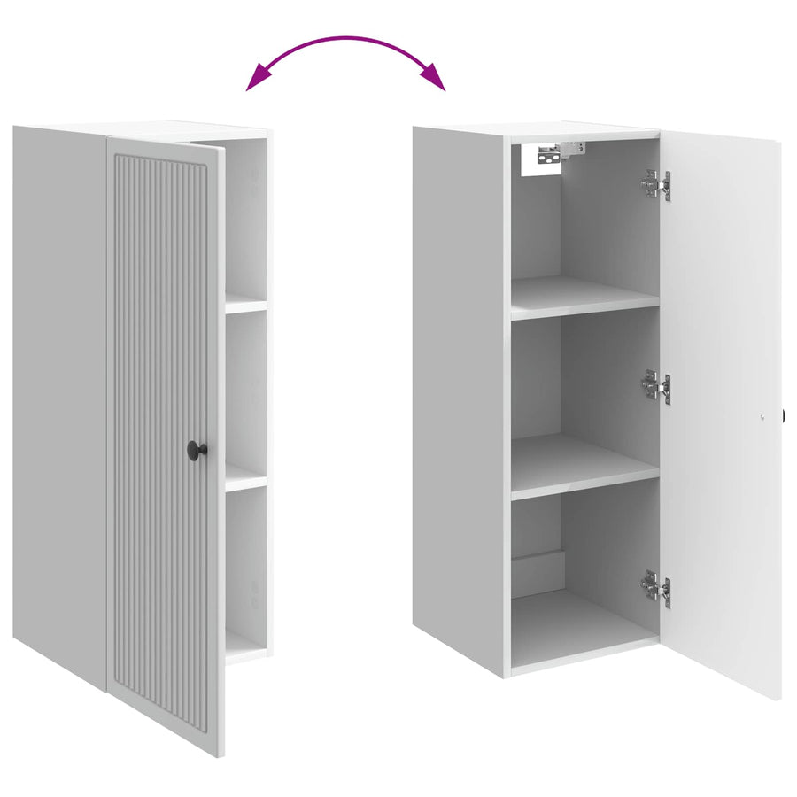 Wandkast Hoogglans Wit 33 x 34,5 x 90 cm Bewerkt hout