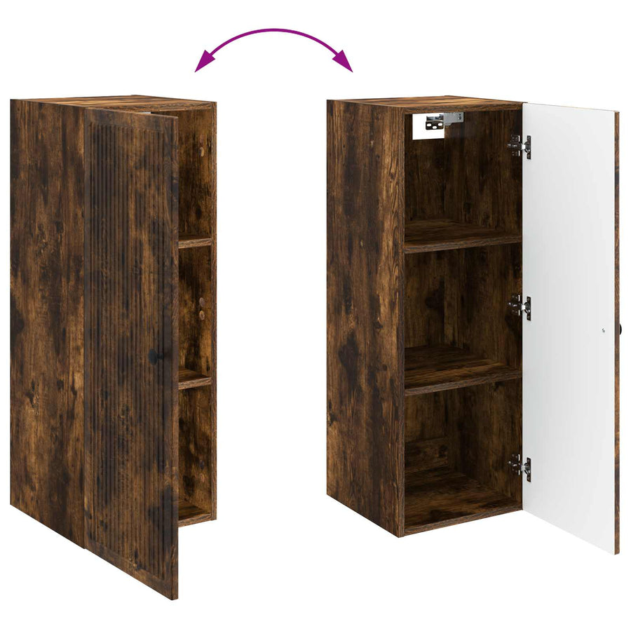Wandkast Gerookt eiken 33 x 34,5 x 90 cm Bewerkt hout
