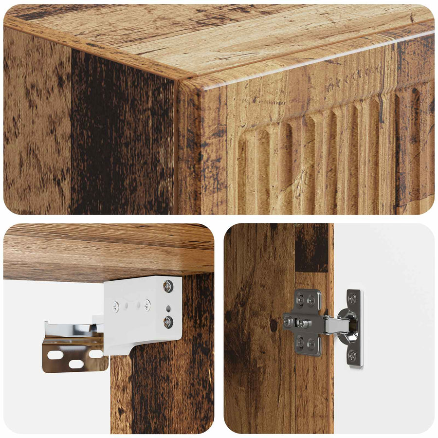 Wandkast Oud hout 33 x 34,5 x 90 cm Bewerkt hout