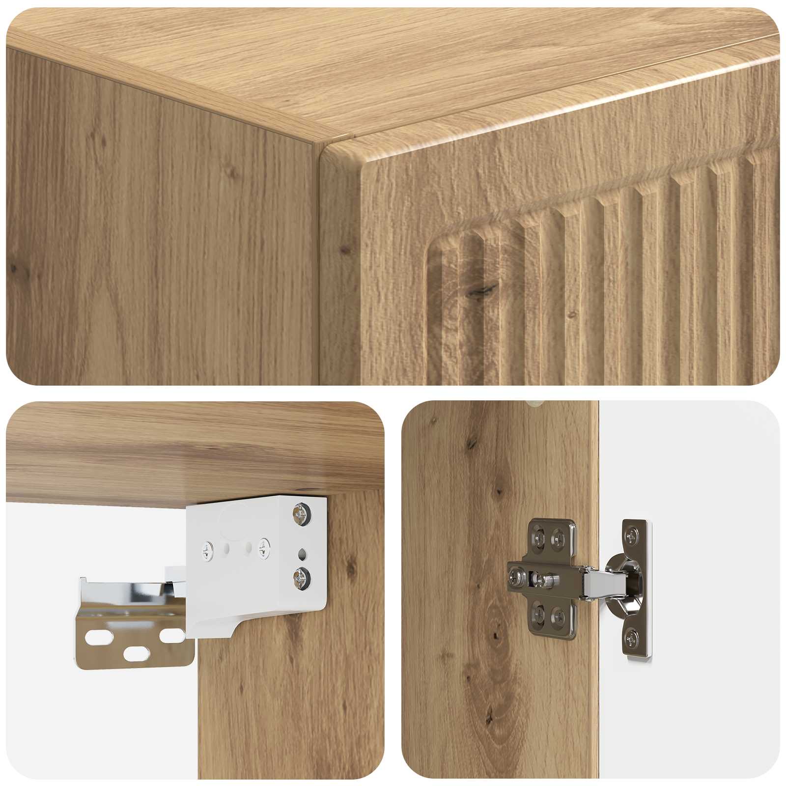 Wandkast Artisanaal eiken 33 x 34,5 x 90 cm Bewerkt hout