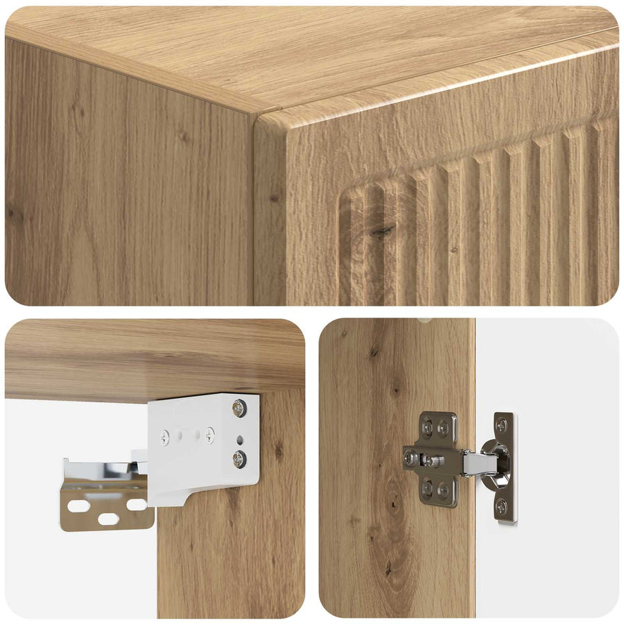 Wandkast Artisanaal eiken 33 x 34,5 x 90 cm Bewerkt hout