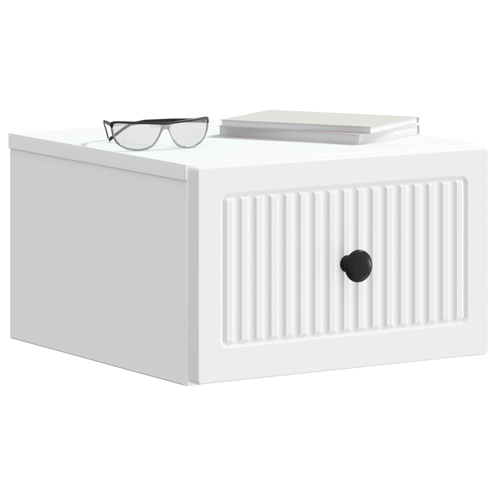 Wandbeugel Bedkast met lade Wit 33 x 34,5 x 20 cm Bewerkt hout