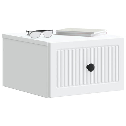 Wandbeugel Bedkast met lade Wit 33 x 34,5 x 20 cm Bewerkt hout