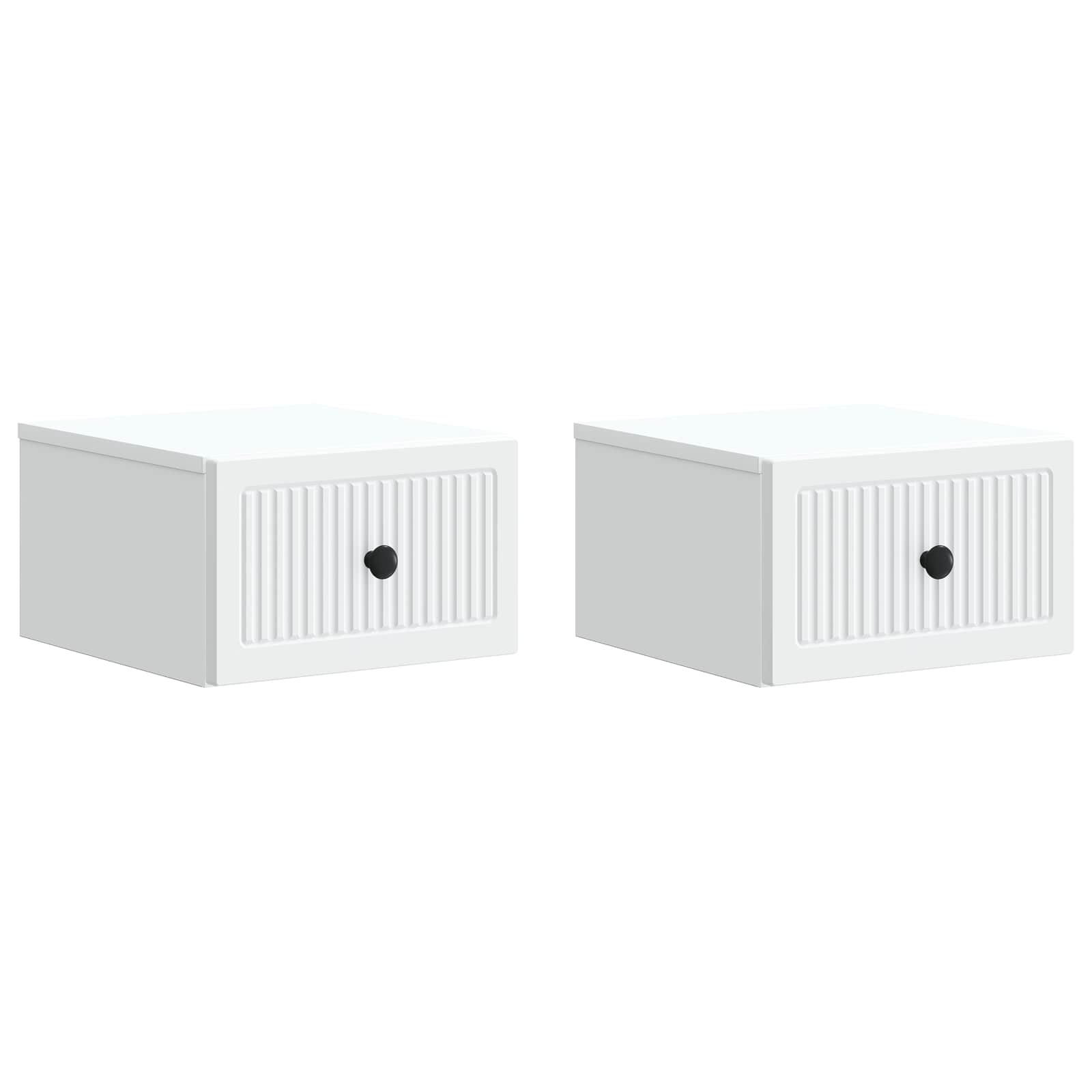 Wandbeugel Bedkast 2 pcs Wit 33 x 34,5 x 20 cm Bewerkt hout