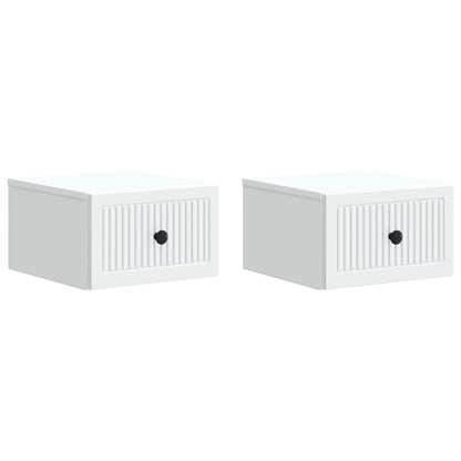 Wandbeugel Bedkast 2 pcs Wit 33 x 34,5 x 20 cm Bewerkt hout