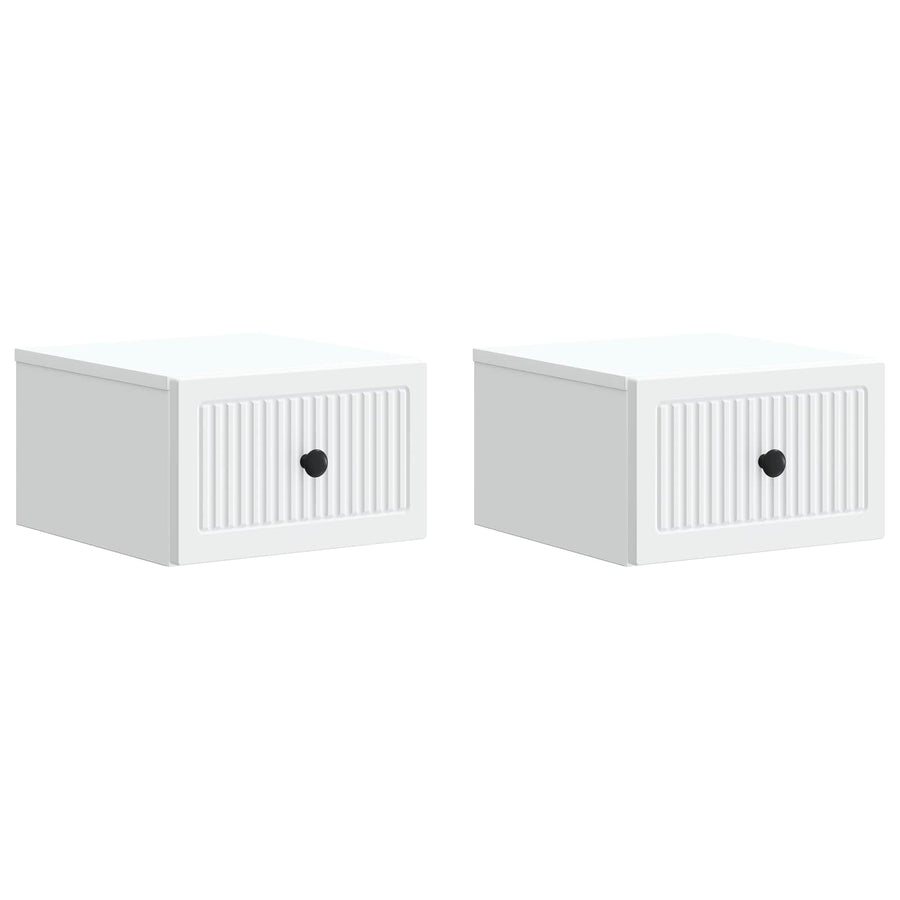 Wandbeugel Bedkast 2 pcs Wit 33 x 34,5 x 20 cm Bewerkt hout