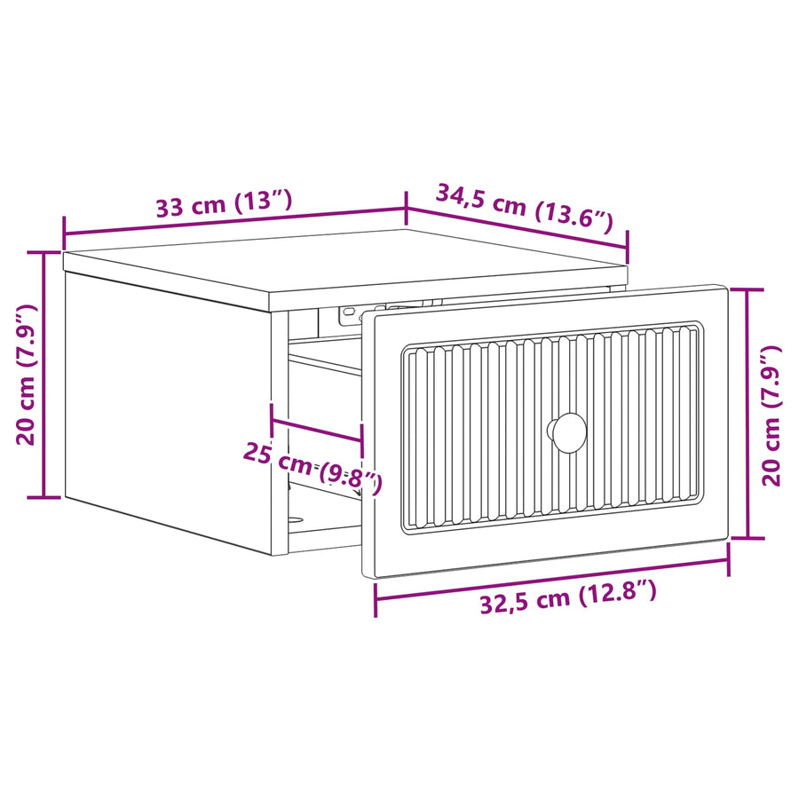 Wandbeugel Bedkast 2 pcs Wit 33 x 34,5 x 20 cm Bewerkt hout