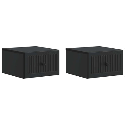 Wandbeugel Bedkast 2 pcs Zwart 33 x 34,5 x 20 cm Bewerkt hout