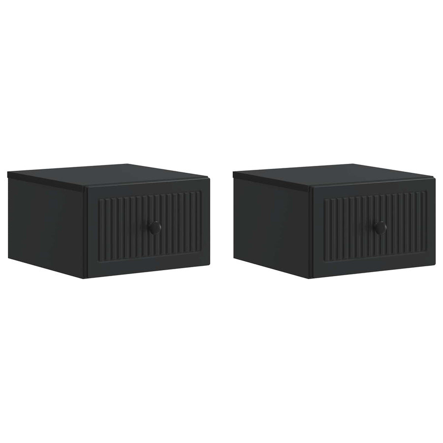Wandbeugel Bedkast 2 pcs Zwart 33 x 34,5 x 20 cm Bewerkt hout