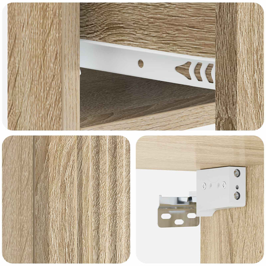 Wandbeugel Bedkast Sonoma Eiken 33 x 34,5 x 20 cm Bewerkt hout