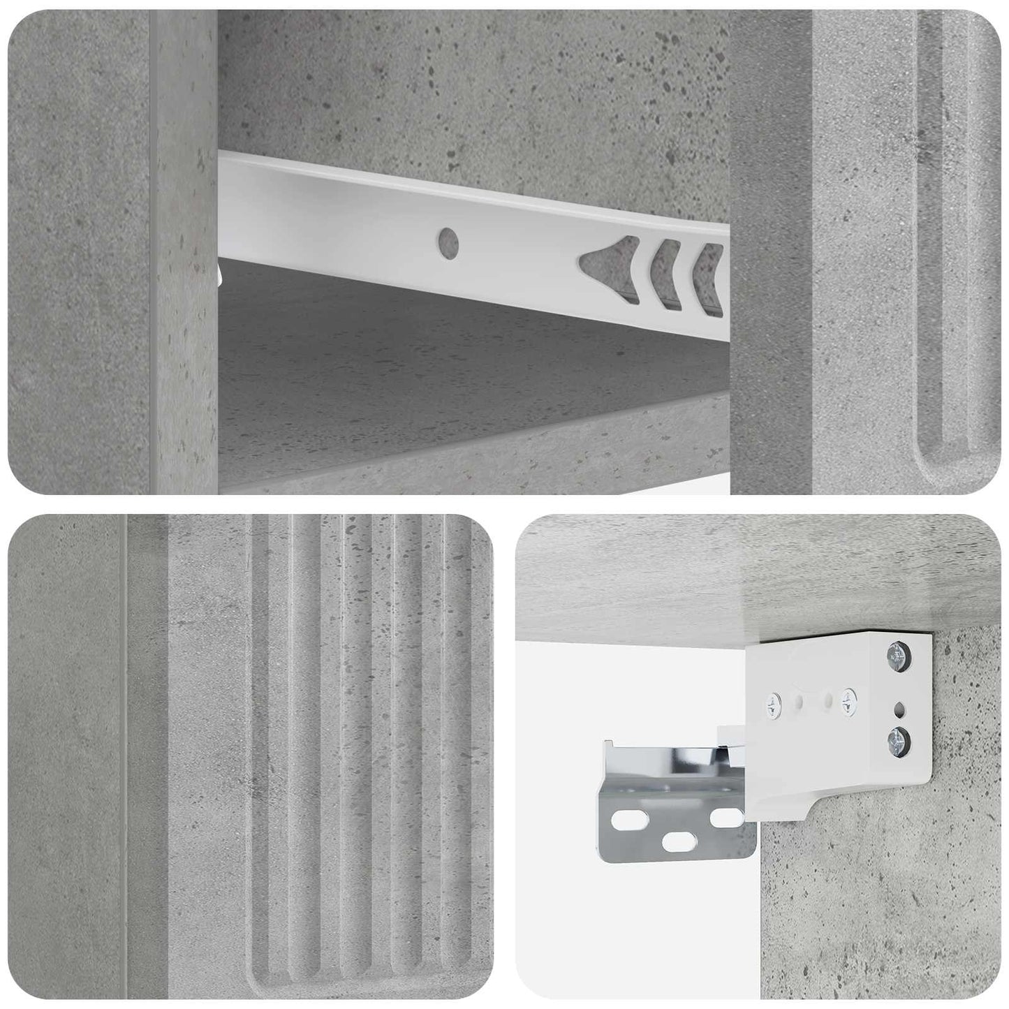 Wandbeugel Bedkast Betongrijs 33 x 34,5 x 20 cm Bewerkt hout