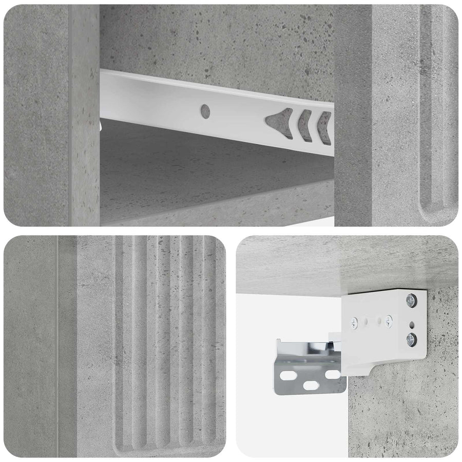 Wandbeugel Bedkast Betongrijs 33 x 34,5 x 20 cm Bewerkt hout
