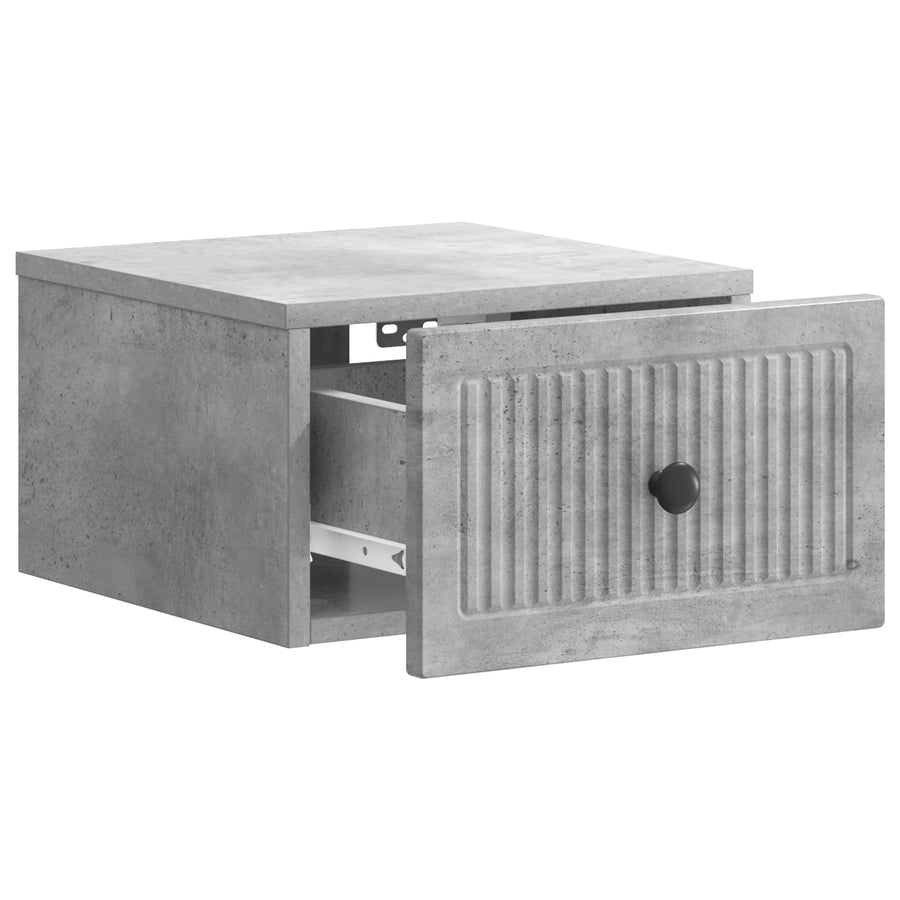 Wandbeugel Bedkast Betongrijs 33 x 34,5 x 20 cm Bewerkt hout