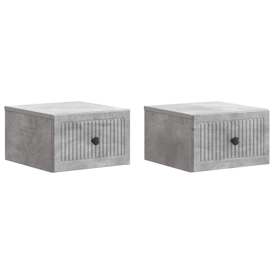 Wandbeugel Bedkast met lade 2 pcs Betongrijs 33 x 34,5 x 20 cm