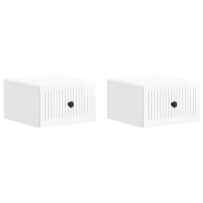 Wandbeugel Bedkast 2 pcs Hoogglans Wit 33 x 34,5 x 20 cm