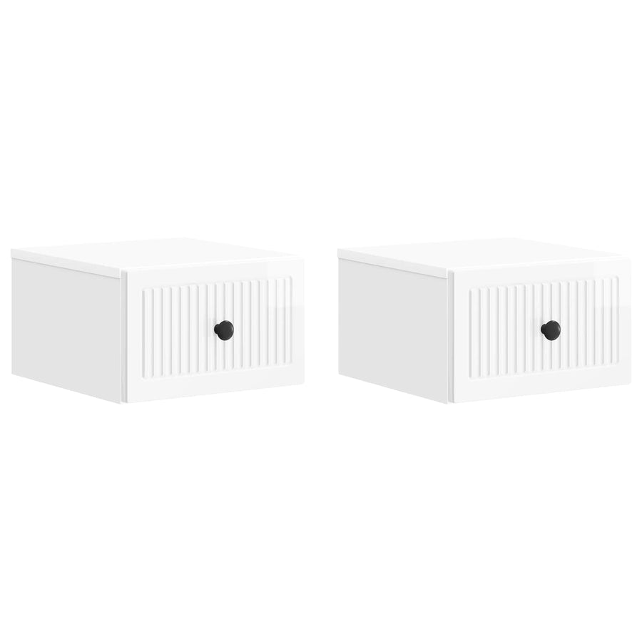 Wandbeugel Bedkast 2 pcs Hoogglans Wit 33 x 34,5 x 20 cm