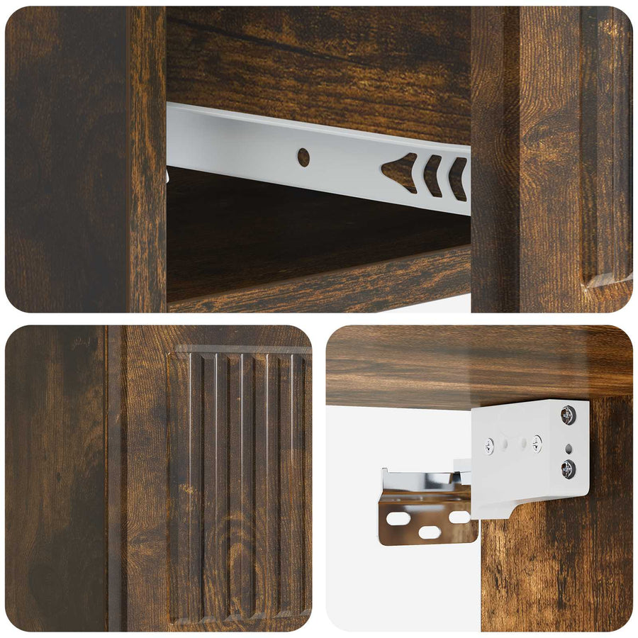 Wandbeugel Bedkast Gerookt eiken 33 x 34,5 x 20 cm Bewerkt hout