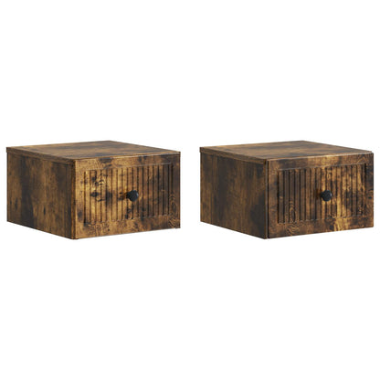 Wandbeugel Bedkast 2 pcs Gerookt eiken 33 x 34,5 x 20 cm