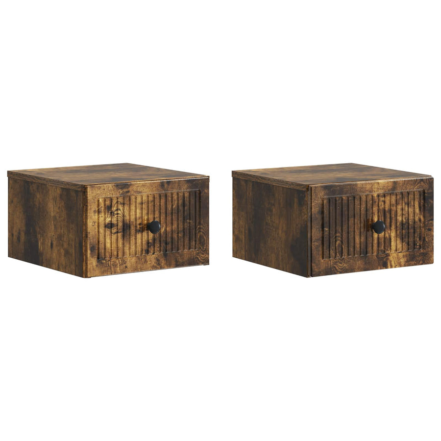 Wandbeugel Bedkast 2 pcs Gerookt eiken 33 x 34,5 x 20 cm
