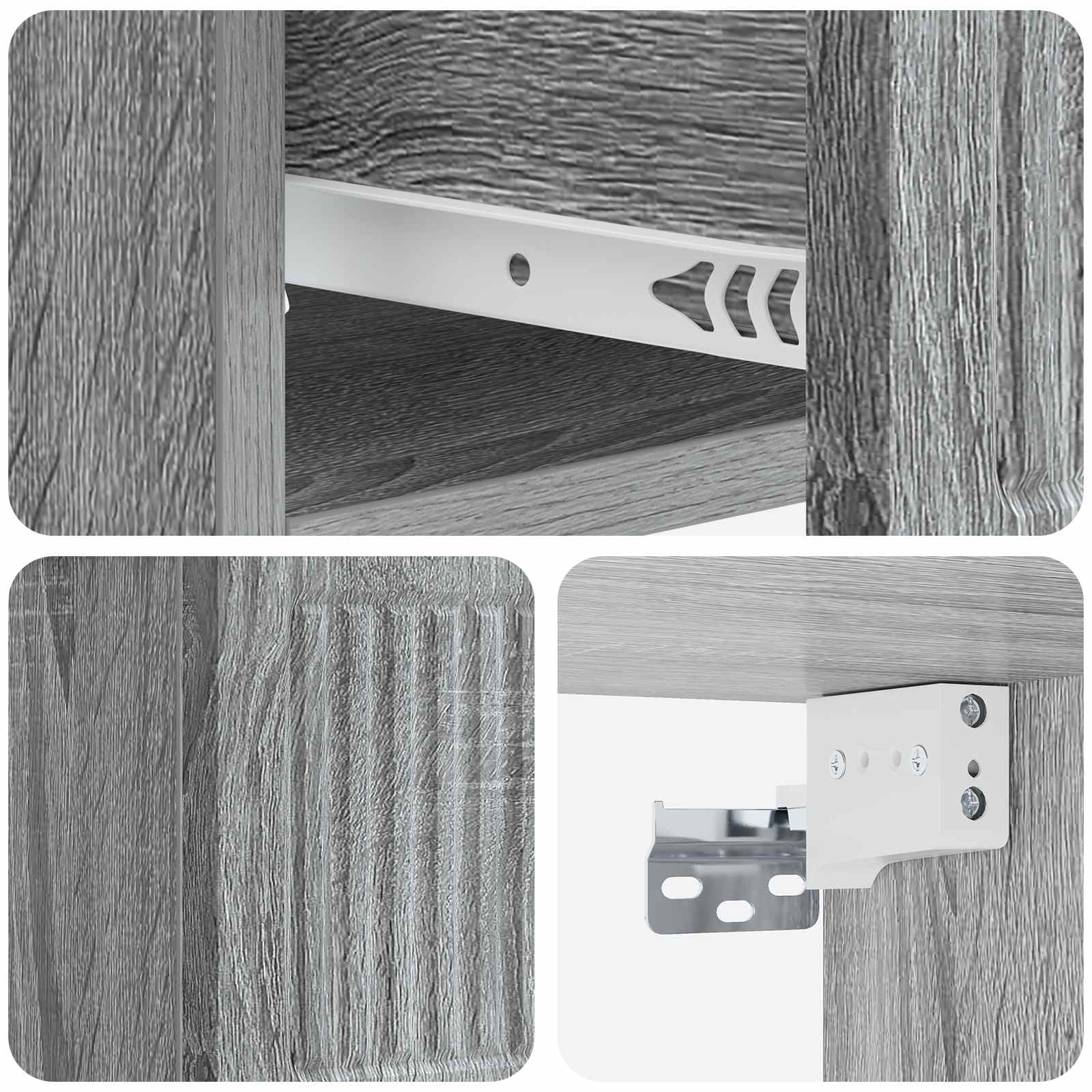 Wandbeugel Bedkast Grijs sonoma 33 x 34,5 x 20 cm Bewerkt hout