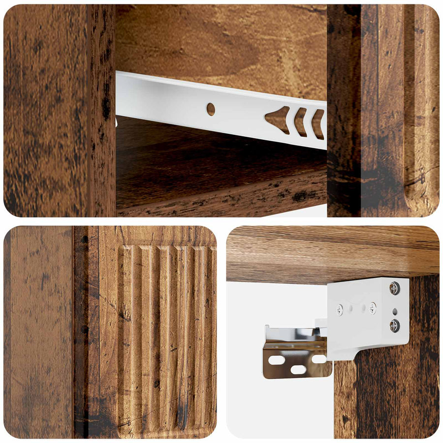 Wandbeugel Bedkast met lade 2 pcs Oud hout 33 x 34,5 x 20 cm