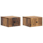 Nachtkastjes 2 stuks oud hout 33x34,5x20 cm muurmontage