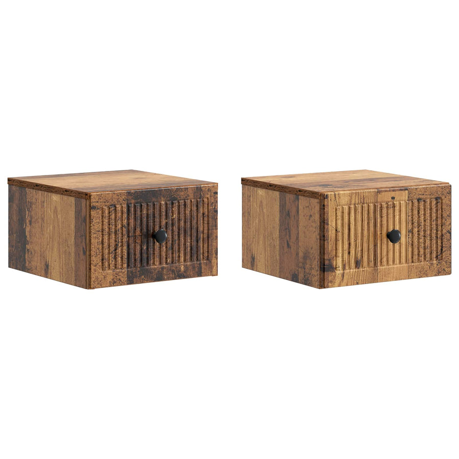 Wandbeugel Bedkast met lade 2 pcs Oud hout 33 x 34,5 x 20 cm