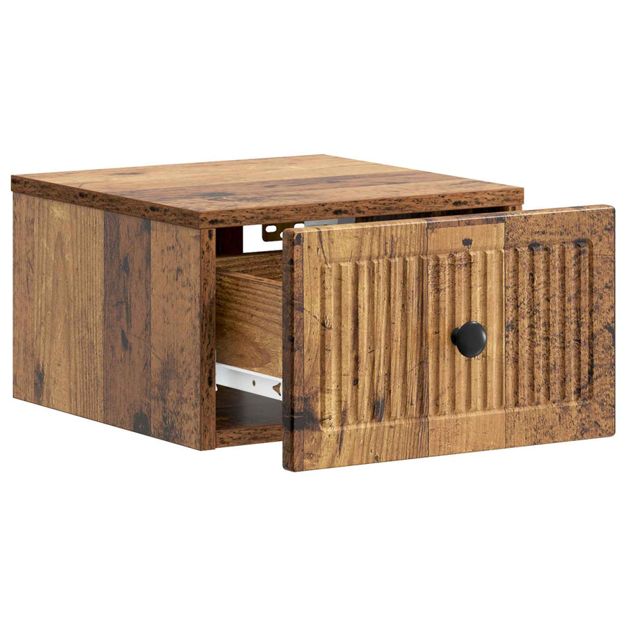 Wandbeugel Bedkast met lade 2 pcs Oud hout 33 x 34,5 x 20 cm