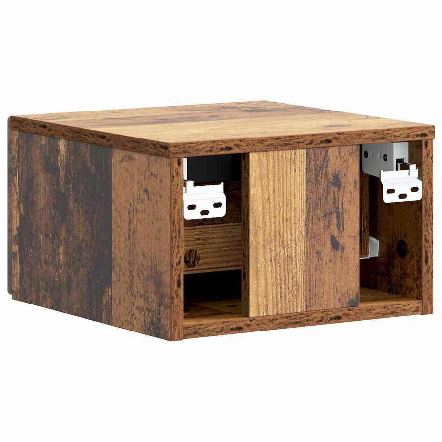 Wandbeugel Bedkast met lade 2 pcs Oud hout 33 x 34,5 x 20 cm