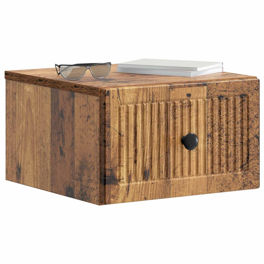 Wandbeugel Bedkast met lade 2 pcs Oud hout 33 x 34,5 x 20 cm