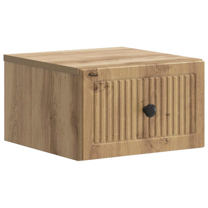 Wandbeugel Bedkast met lade Artisanaal eiken 33 x 34,5 x 20 cm